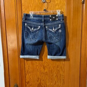 Miss Me Indigo Denim Shorts with Embroidery Size 29